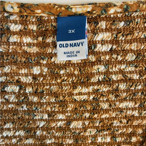 Old Navy Top Women’s 3X Brown Floral Smocked Peasant Blouse Boho Cottagecore - Picture 9 of 12